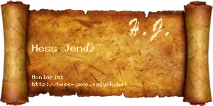 Hess Jenő névjegykártya